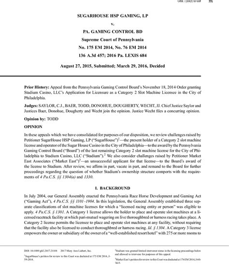 Sugarhouse HSP Gaming, LP v. Pa. Gaming Control Bd. .